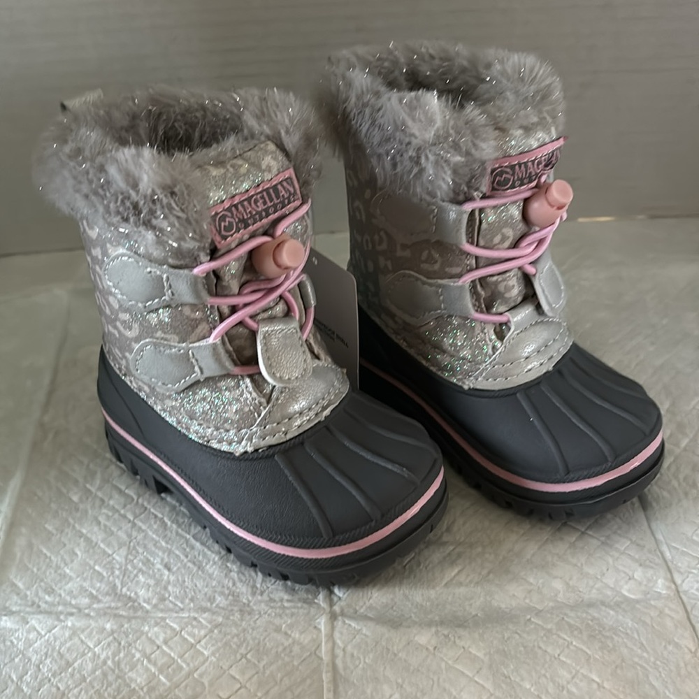 Magellan Outdoors| Pink & Silver Glitter Cheetah Duck Boot| Toddler Girl…